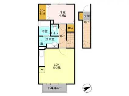 LA SPLENDEUR(1LDK/2階)の間取り写真