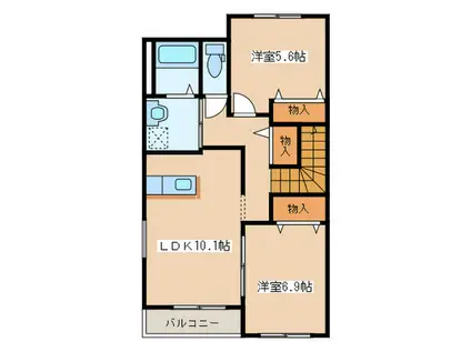 セレーノコトー(2LDK/2階)の間取り写真
