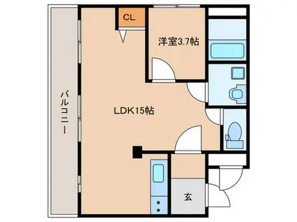 京町プレイスレジデンスI(1LDK/3階)の間取り写真