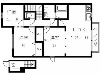 JADE F.A(2SLDK/2階)の間取り写真