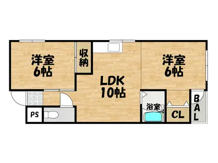 第二タナックマンション(2LDK/4階)の間取り写真