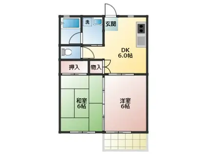 ファミリーハウスSS(2DK/2階)の間取り写真