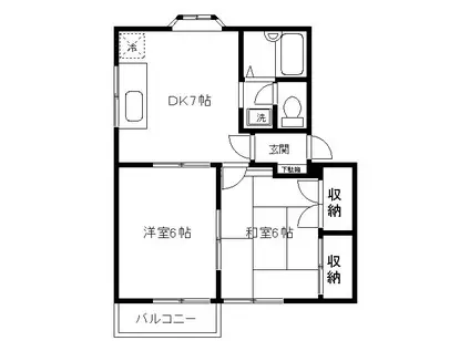 プロビデンスハイムA(2DK/1階)の間取り写真