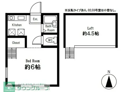 ハーミットクラブハウス四季美台B(ワンルーム/2階)の間取り写真