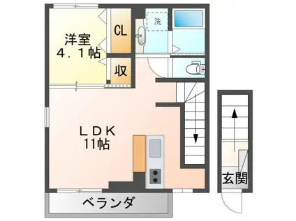 フェリーチェ ガーデン(1LDK/2階)の間取り写真