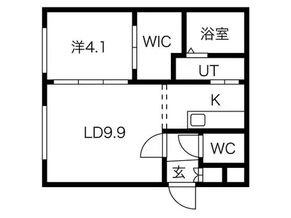 スペチアーレ宮の沢(1LDK/1階)の間取り写真