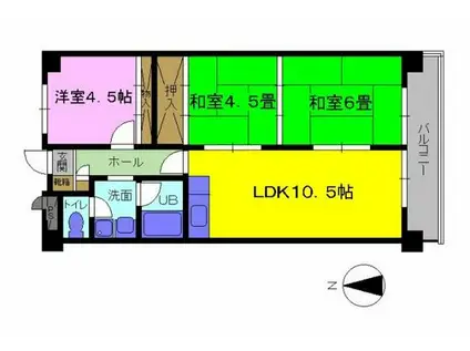サンヴィレッジ岡松(3LDK/10階)の間取り写真