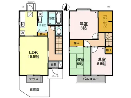 サンクヴィラージュ(3LDK/1階)の間取り写真