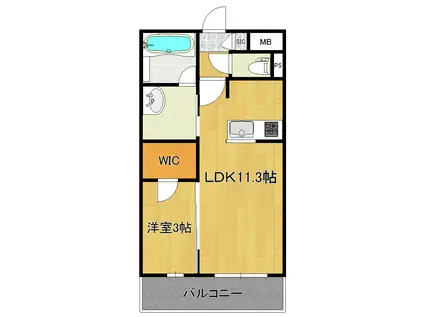 BUENA上大川前通3-II(1LDK/1階)の間取り写真