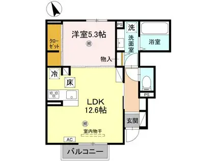 ヴィラーチェII(1LDK/1階)の間取り写真