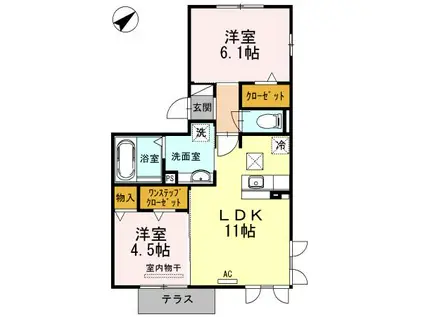 リッシュヴェール(2LDK/1階)の間取り写真