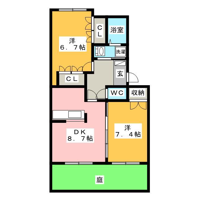 パジェール花水木(2DK/1階)の間取り写真