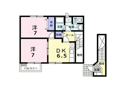 シャン.ド.フルール(2DK/2階)の間取り写真