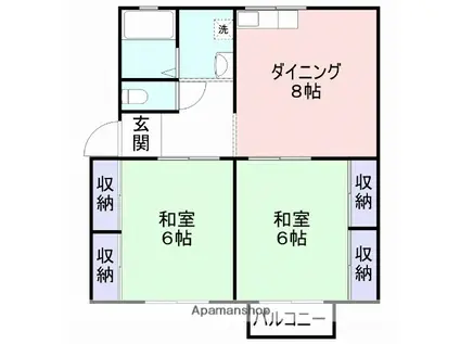 ファンシーI(2DK/1階)の間取り写真