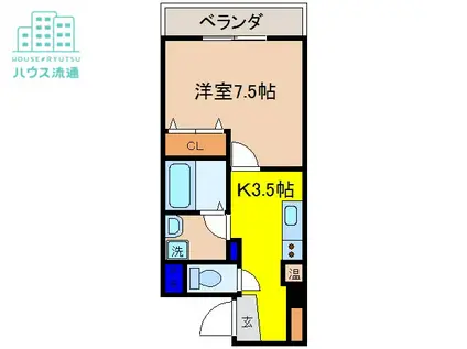 ウィスタリアマンション(1K/2階)の間取り写真