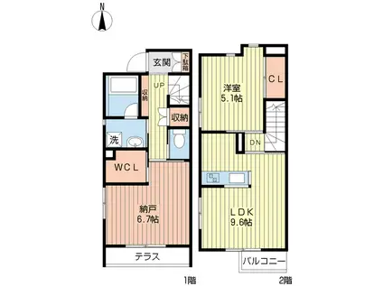 T-SKY(1SLDK/1階)の間取り写真