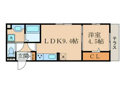 セジュール石田森南(1LDK/1階)の間取り写真
