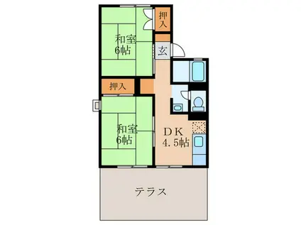 セジュールラフォーレ(2DK/1階)の間取り写真