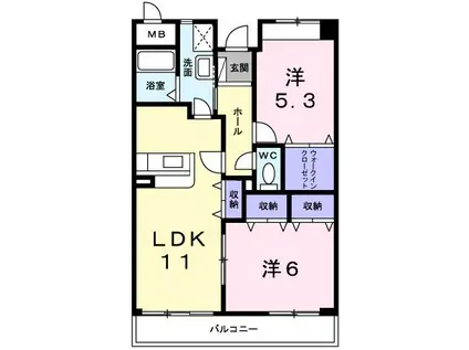 ブルックヴィラ(2LDK/2階)の間取り写真