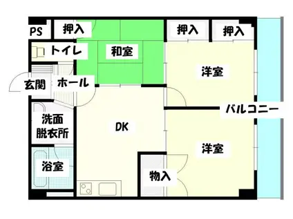 プレジール川崎(3DK/1階)の間取り写真
