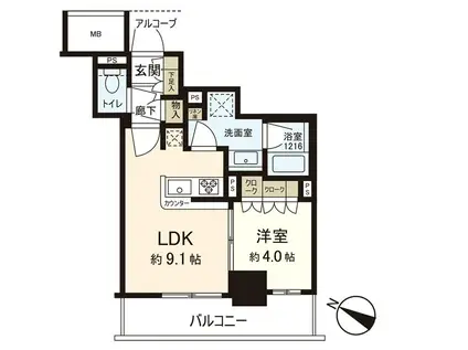 パークホームズ仙台中央(1LDK/7階)の間取り写真