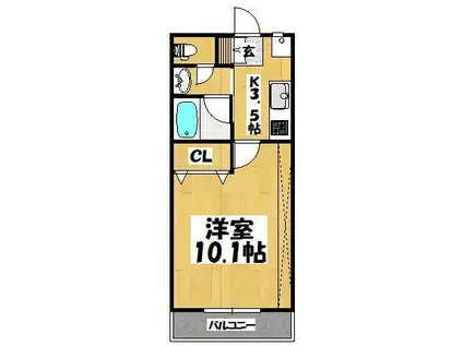 メゾン・ド・ソレイユ下荒田(1K/3階)の間取り写真