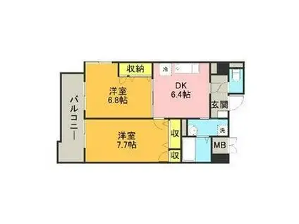 キルンズ高取(2DK/6階)の間取り写真