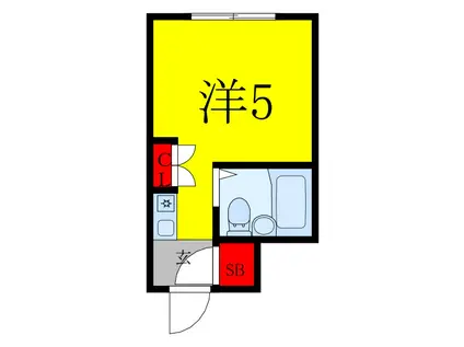 鹿浜マンション(ワンルーム/2階)の間取り写真