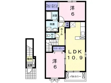 ポノポノシルフB(2LDK/2階)の間取り写真