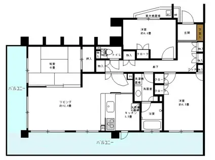鎌倉七里ガ浜パークホームズ(3LDK/2階)の間取り写真