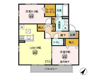 サイプレスABC(2LDK/1階)の間取り写真