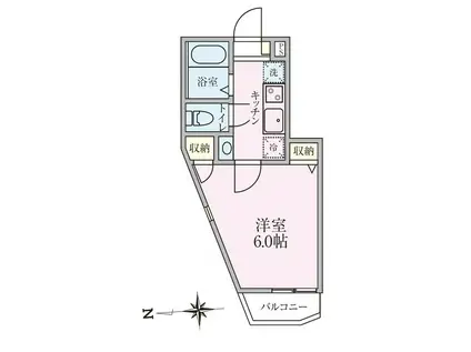 グラディートKRS(1K/2階)の間取り写真