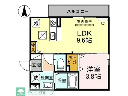 フェリス横浜(1LDK/1階)の間取り写真