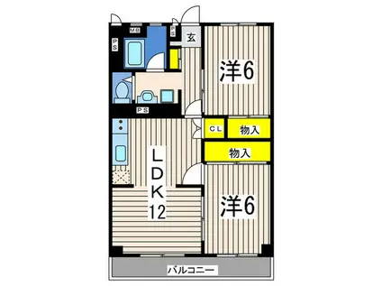 磯子駅前ビル(2LDK/13階)の間取り写真