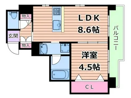 プロスペラーレ新大阪(1LDK/4階)の間取り写真