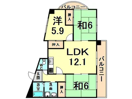 ハイツボナール(3LDK/3階)の間取り写真