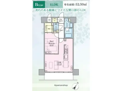 インシグニア渡辺通(1LDK/6階)の間取り写真