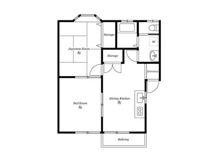 グランディあけぼの(2DK/1階)の間取り写真