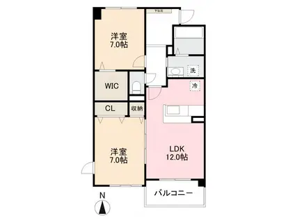 ロータスポンド(2LDK/3階)の間取り写真