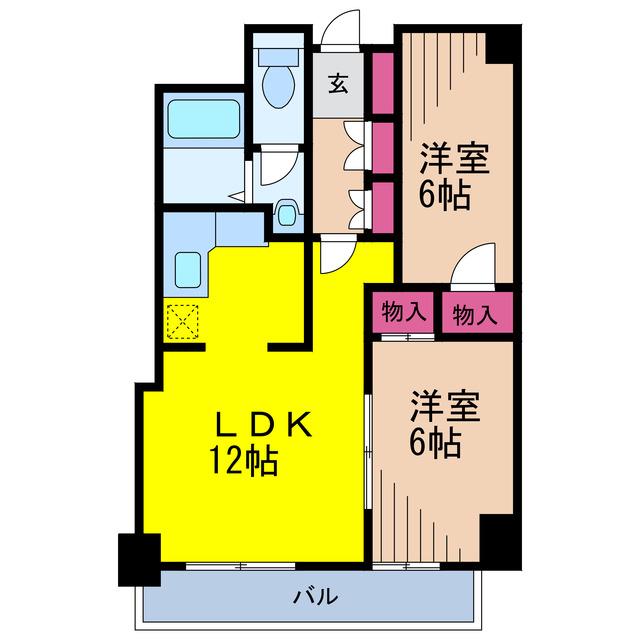 PRISM COURT綾瀬(2LDK/5階)の間取り写真