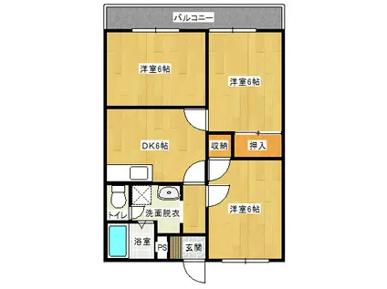 ドリーム21(3DK/1階)の間取り写真