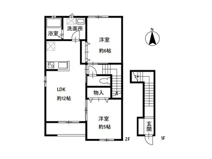 グリーンフォレストD棟 D(2LDK/2階)の間取り写真