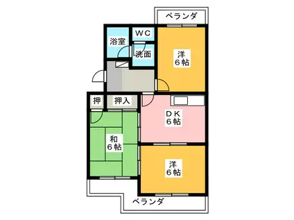 マンションフレンドシティ(3DK/1階)の間取り写真