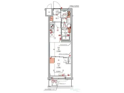 ハーモニーレジデンス東京八広ザ・スプレッド(1DK/3階)の間取り写真