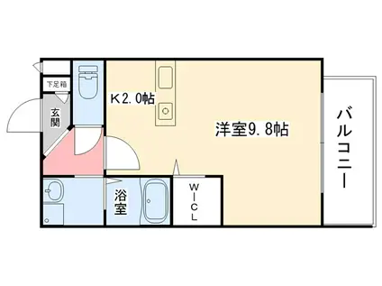 ラ・ネージュ鳴尾(1K/2階)の間取り写真