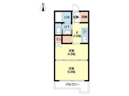 シャトーブラン17(1DK/2階)の間取り写真