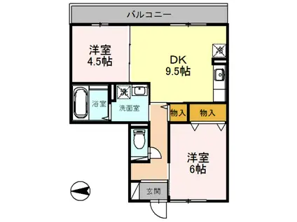 レフィナードカルチェ C棟(2LDK/3階)の間取り写真