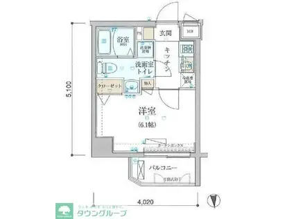 リヴシティ中野(1K/5階)の間取り写真