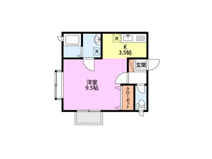 グリーンハイツあさひ(1K/2階)の間取り写真