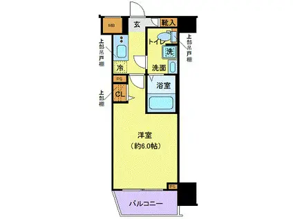 クレヴィスタ北綾瀬(1K/6階)の間取り写真